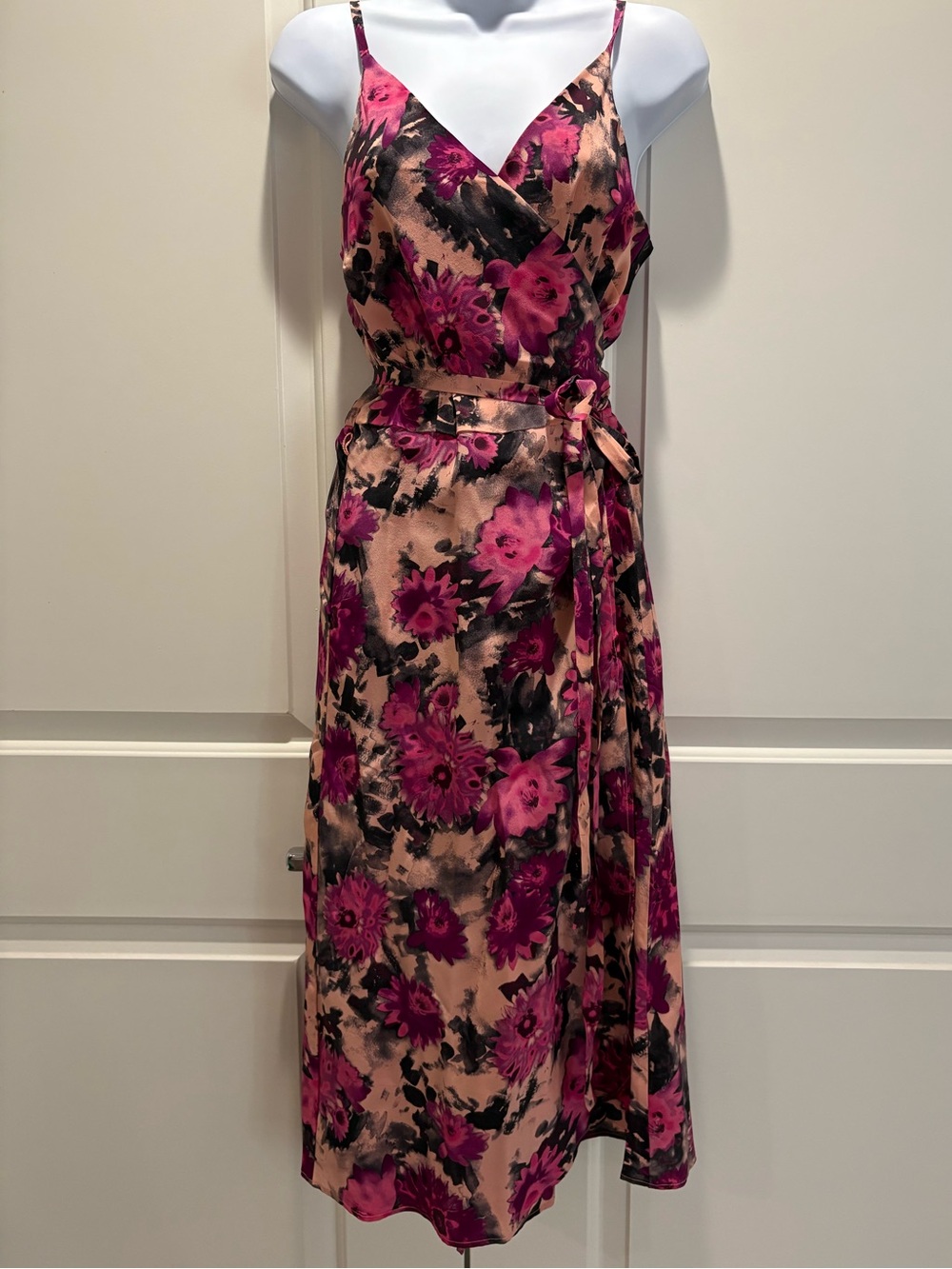 Amour Vert 100% silk wrap slip dress